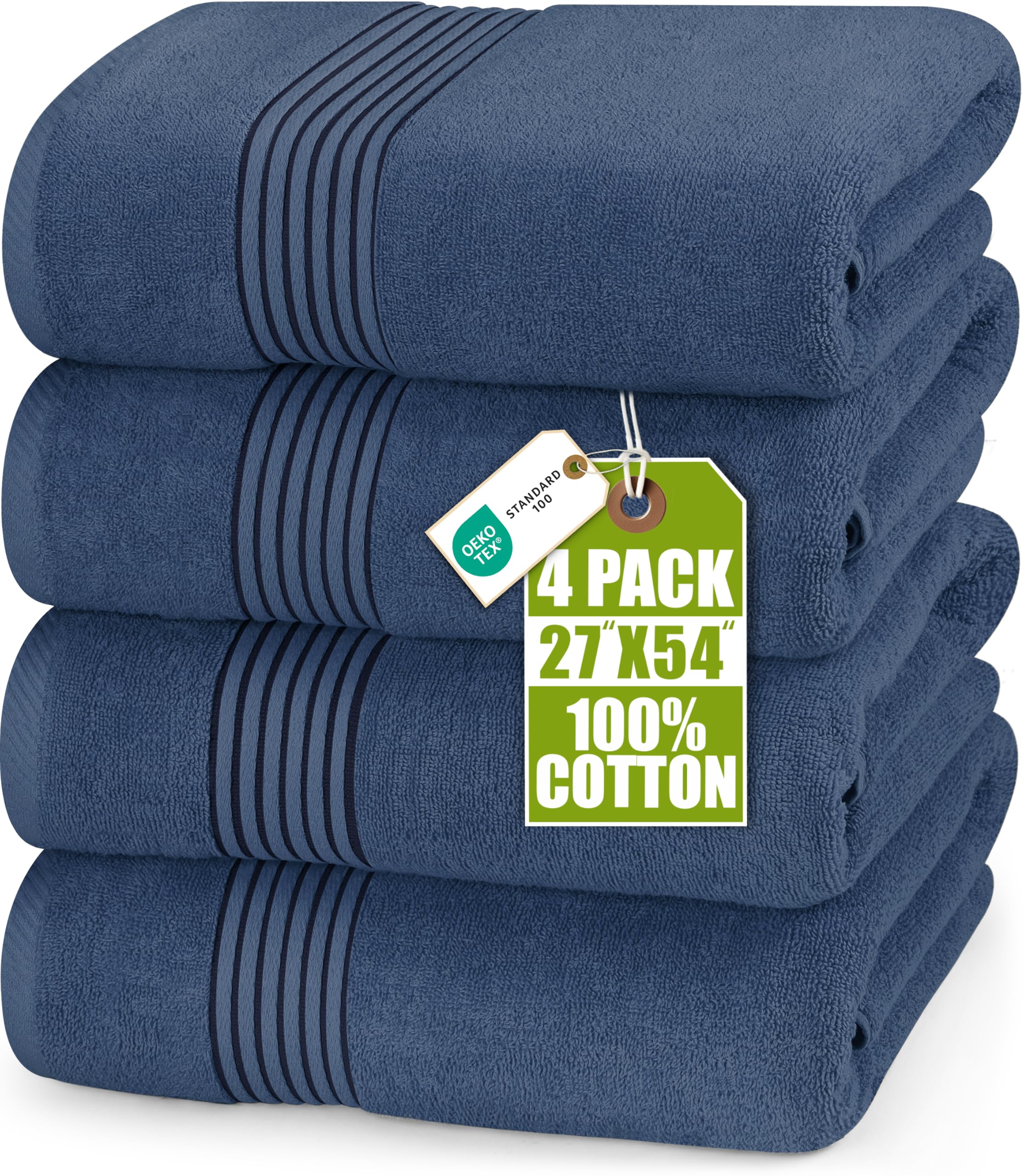 Utopia Towels Set of 4 Bath Towels, 68 x 137 cm, Navy