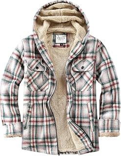 WINDFIT Women's Full Zip Fleece Flannel Jacket Plaid Sherpa Lined Jacket