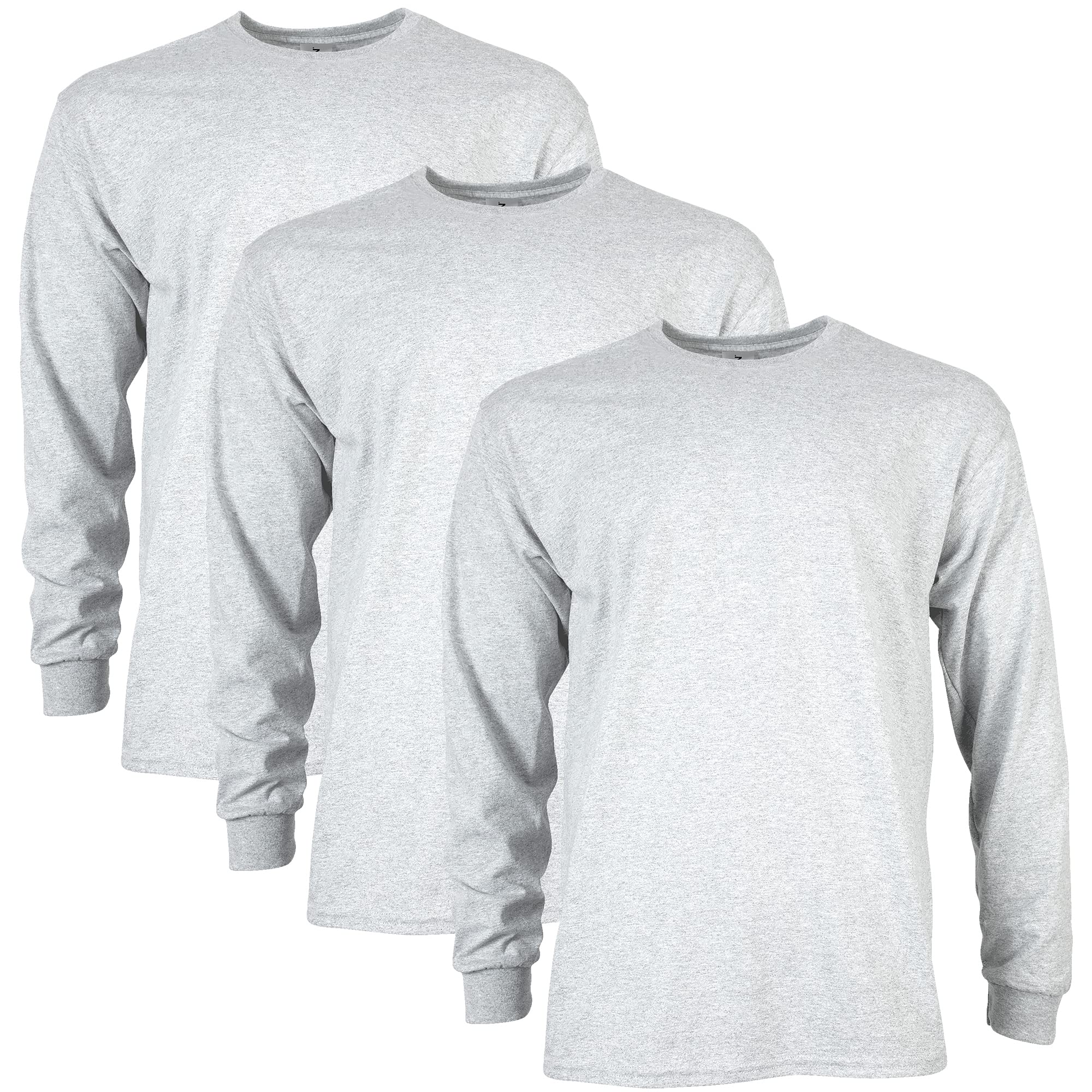 Gildan Men's Ultra Cotton Long Sleeve T-Shirt, Style G2400, Multipack, Ash Grey 