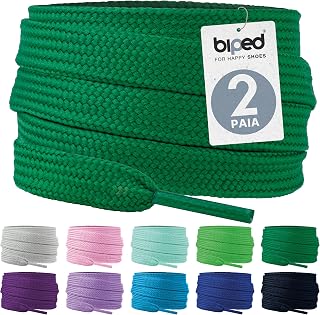 biped LACES 2 Pairs Flat Polyester Shoelaces 10mm Wide - Laces for Trainers and Sports Shoes - Tear Resistant and Washable z2913
