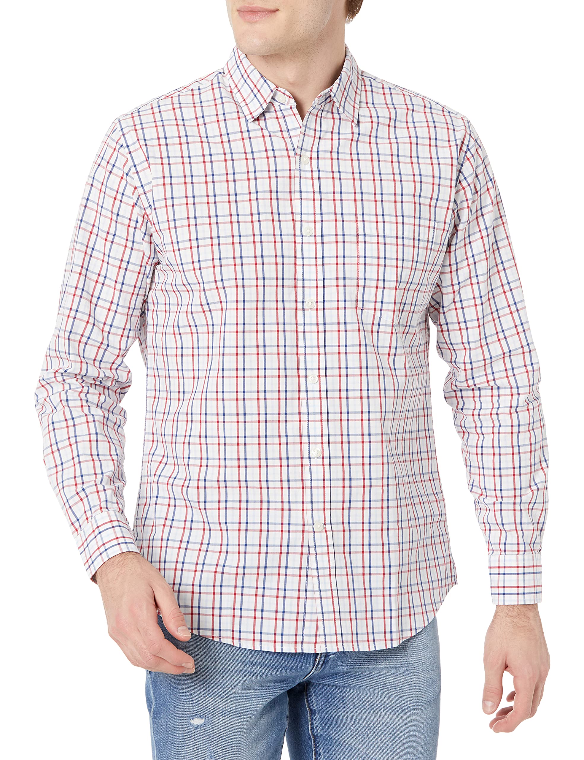 Amazon Essentials Men's Casual Long Sleeve Straight Fit Poplin Shirt