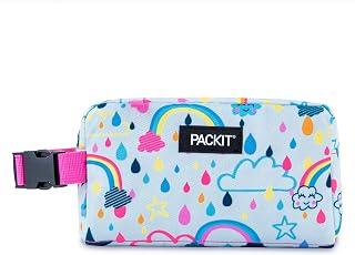 PackIt Freezable Snack Box, Rainbow Sky | Built-in ice packs, EcoFreeze+ Technology, Mini cooler, Office snacks, Small lunches, Buckle handle, Collapsible, Reusable