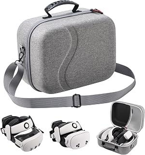 Large Carrying Case for Meta Quest 3S/3, Hard Travel Case Compatible with BOBOVR S3 Pro/KIWI Design Battery Head Strap, Quest Controller and Accessory, Portable Hard Shell Travel Bag, Grey