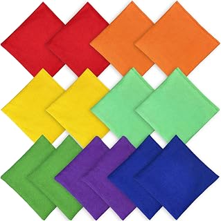 14PCS 5.9 × 5.9 Inch Colorful Nylon Large Bean Bags Bulk | Nylon Colorful Bean Bags for Tossing,Halloween,Birthday,Parties,Easter