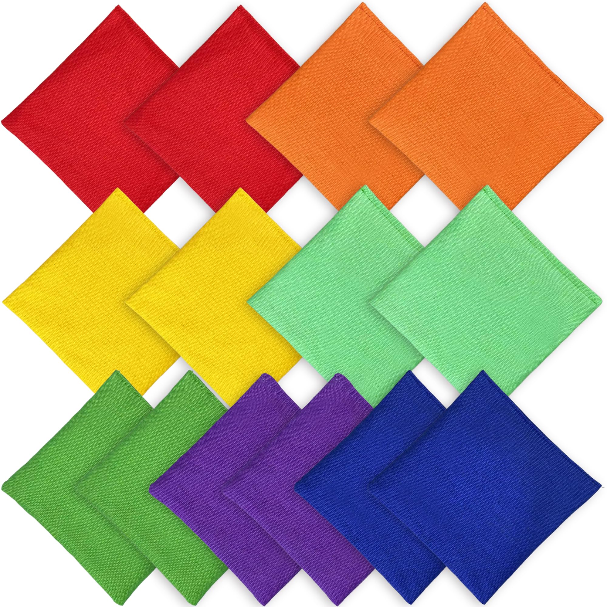 14PCS 5.9 × 5.9 Inch Colorful Nylon Large Bean Bags Bulk | Nylon Colorful Bean B