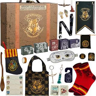 Harry Potter Advent Calendar 2026 for Girls, 24 Surprises | Stationery, Socks & Accessories, Magical Christmas Countdown Calendar Gifts, Kids Teens & Women Xmas Gifts (Brown Case)