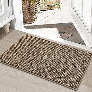 BEQHAUSE Dirt Trapper Door Mat 20" x 32", Non-Slip Washable Doormats, Beige | Entrance Mat Dirt Resistant and Absorbent Welcome Mat, Low Profile Floor Mats for Front Back Door and Entryway