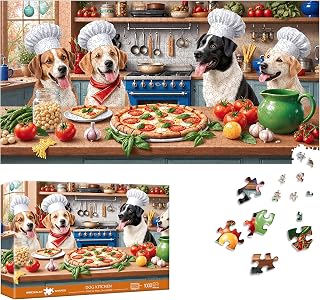 Reofrey Puzzles for Adults 1000 Pieces - Dog Kitchen, Special Shape Jigsaw Puzzles, Challenging Impossible Puzzle, Fun Family Game & Unique Home Decor (16x31 Inch / 41x80cm) Idea