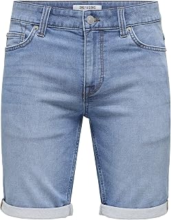 Only & Sons Men's Denim Shorts Capri O&S 3/4 Pants Bermuda Summer Short Casual Trousers Trousers ONSPLY
