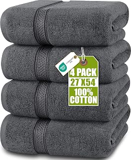 Utopia Towels 4 Pack Premium Bath Towels, 27x54 in, 600 GSM Cotton, Grey | Premium Lightweight Ring Spun Cotton Towels - Highly Absorbent, Quick-Drying, Soft Feel, Perfect for Daily Use