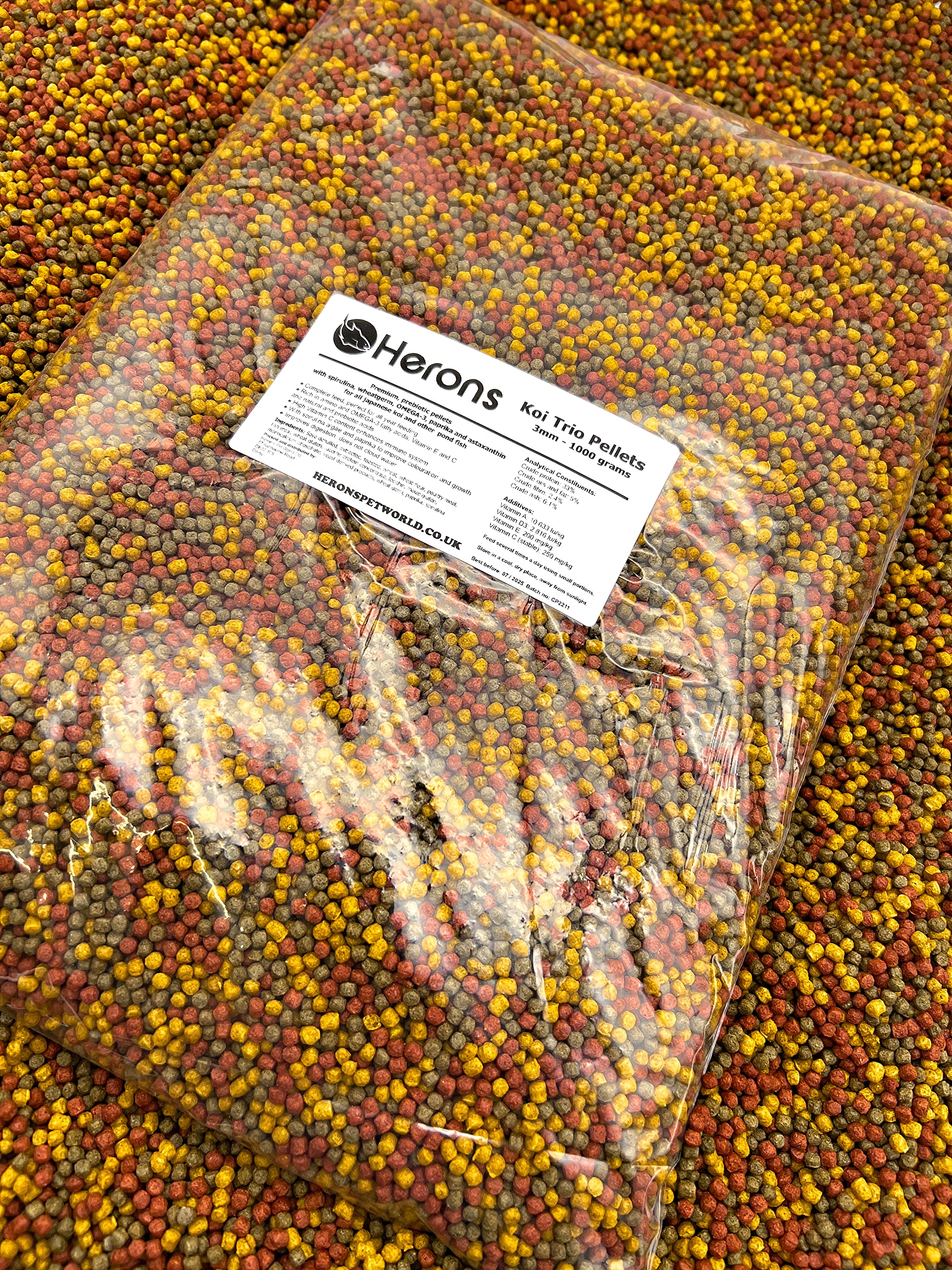 HERONS - Koi Trio Pellets, 3mm Premium Koi Fish Food, For Japanese Koi and Other
