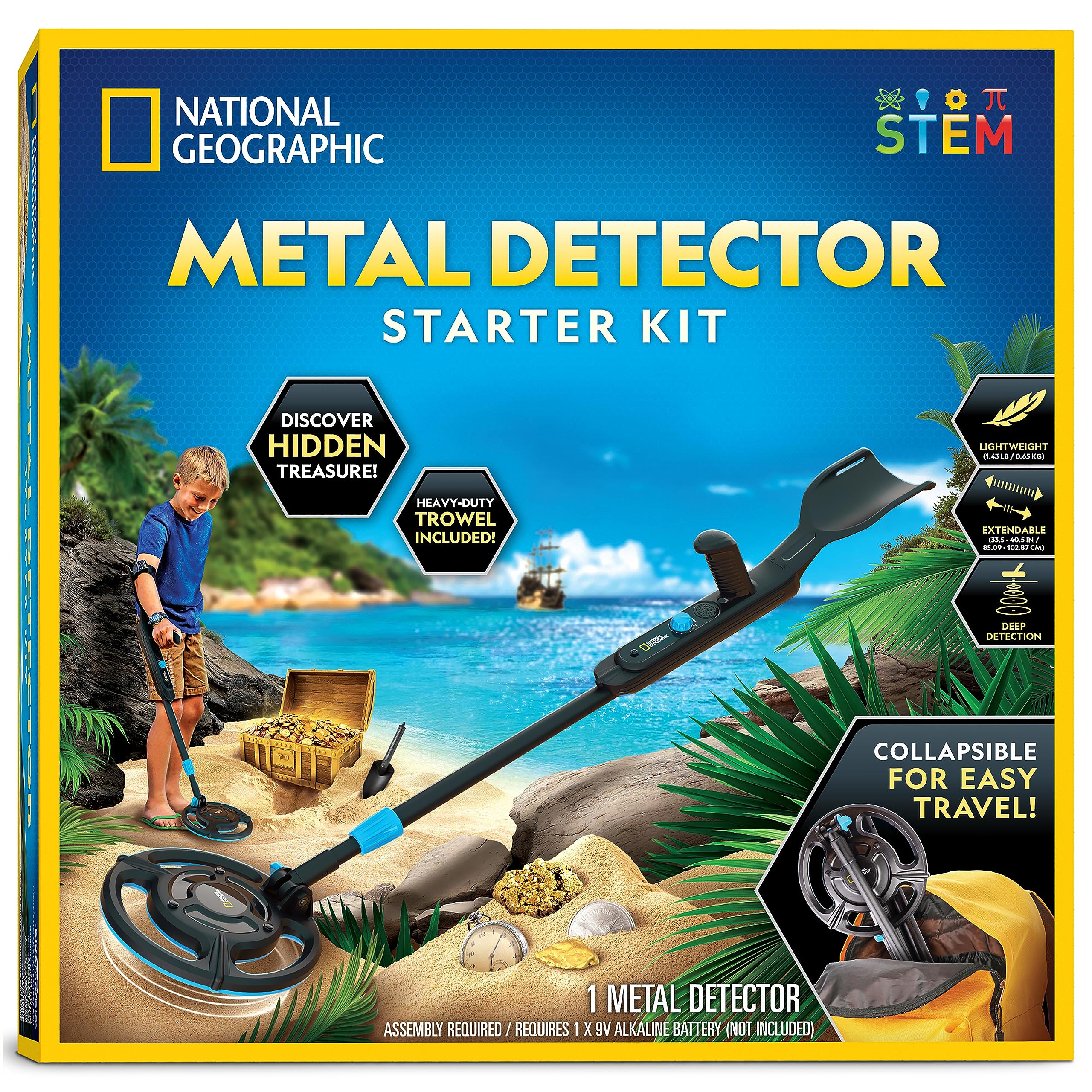 National Geographic Starter Metal Detector Kit for Kids Ages 8-12 | 7.4-Inch Wat