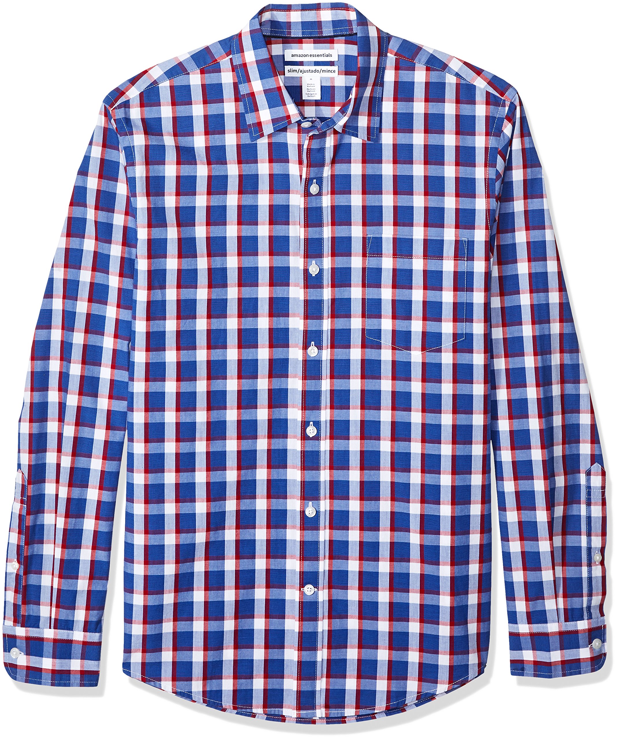 Amazon Essentials Men's Regular-Fit Long-Sleeve Casual Poplin Shirt, Button Fron