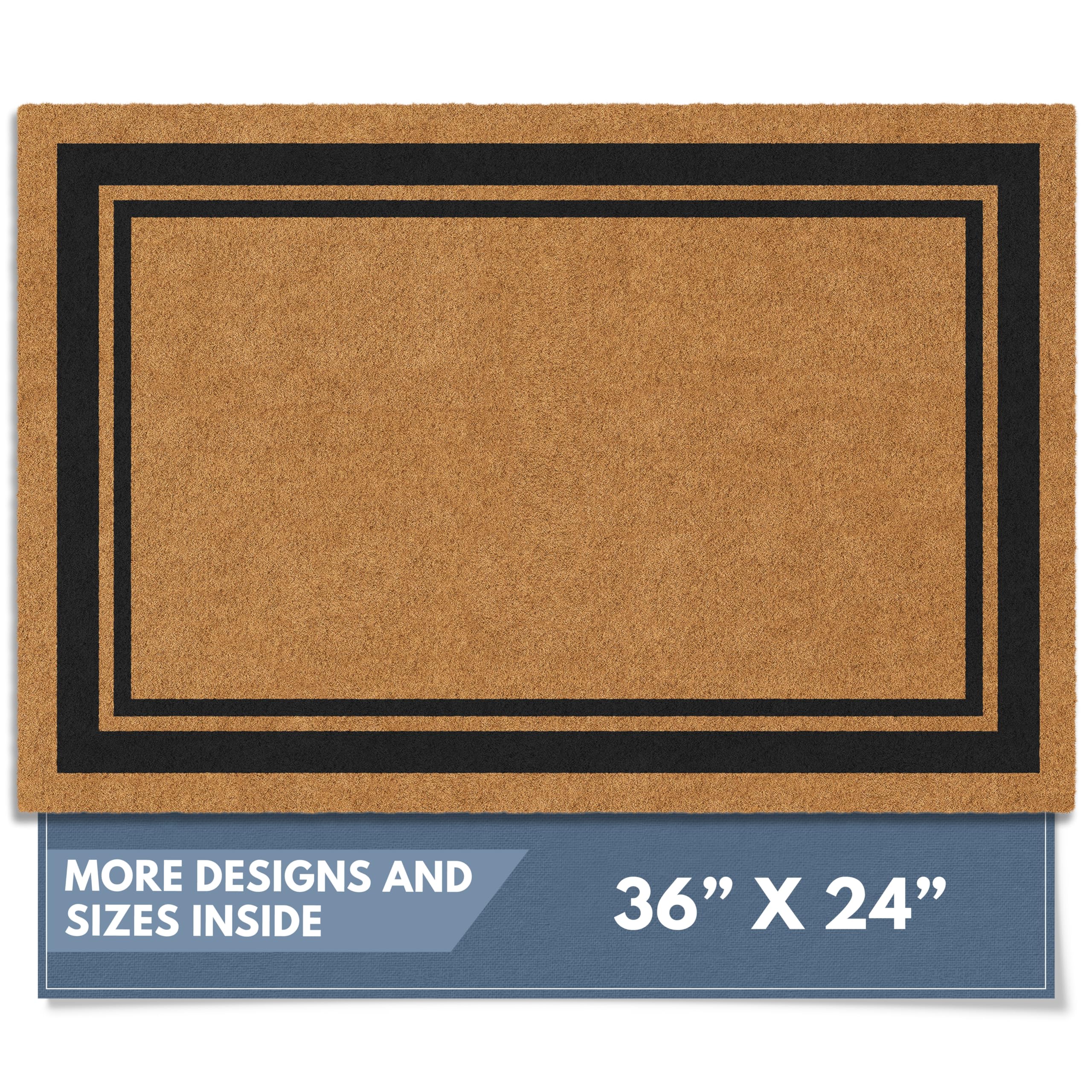 Barnyard Designs Natural Coco Coir Non-Slip Doormat (61x91cm, Border) | Heavy-Du