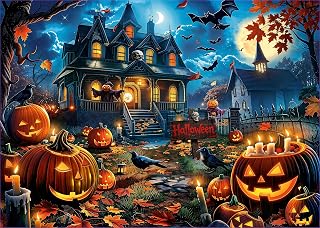 Nattork Jigsaw Puzzle 1000 Pieces for Adults, Halloween Haunted House,Challenging Adult Puzzles for Halloween Decor & Gift