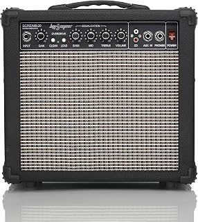 Leo Jaymz 20W Electric Guitar Amplifier - Clean and Distortion Channel - 3 Band Equalization and CD Line Input - Recording Studio, Practice Room, Small Courtyard (6.5", Black)