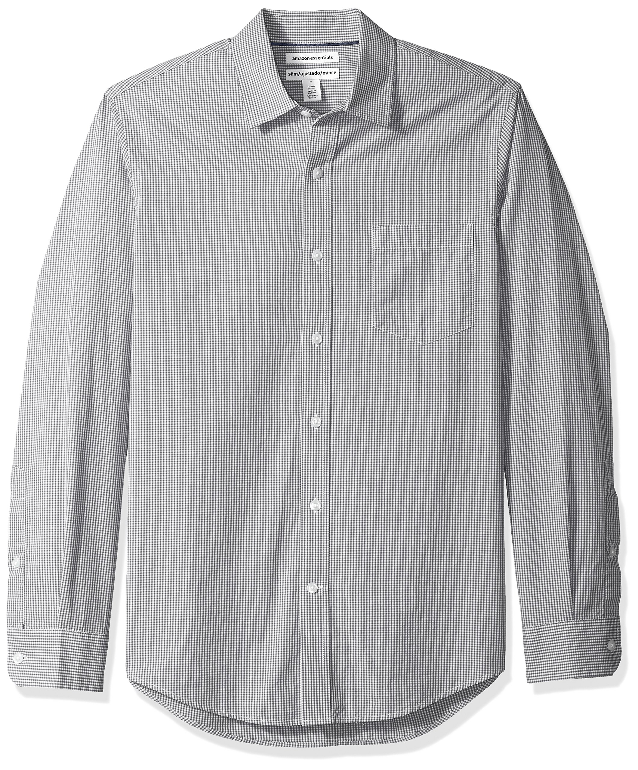Amazon Essentials Men's Regular-Fit Long-Sleeve Casual Poplin Shirt, Button Fron