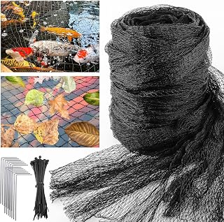 UNIFAMILY Pond Netting 4.5m × 6m, Black Pond Net Heavy Duty to Keep Heron Away, Woven Pond Net Cover Fine Mesh Protecting Koi Fish from Raccoons, Birds, Cats & Predators