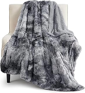 Bedsure Faux Fur Fluffy Fleece Sherpa Blanket Couch Throw Grey 50"x60" | Christmas Fuzzy Plush, Thick Warm, Fall, Comfort Cozy Soft Home Room Decor, Gift for Women Men, Couch Bed, Teen Girl Bedding
