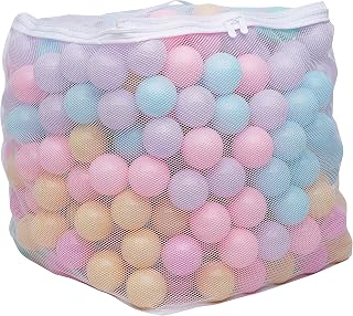 Amazon Basics BPA Free Crush-Proof Plastic Ball, Pit Balls with Storage Bag, Toddlers Kids 12+ Months, Pack of 400 Balls, 6 Pastel Colors