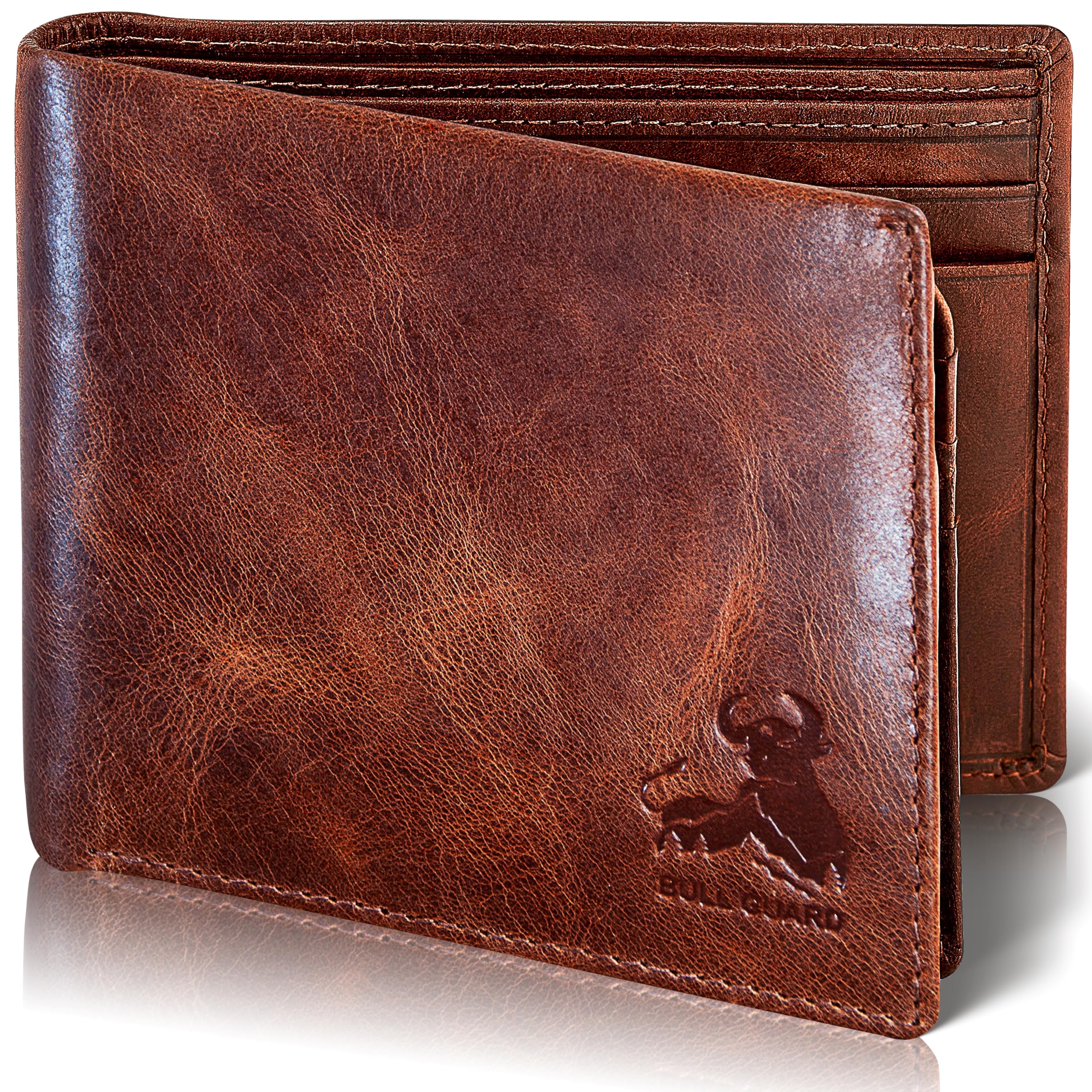 BULL GUARD RFID Wallet For Men Premium Leather Bifold Wallet Western Brown