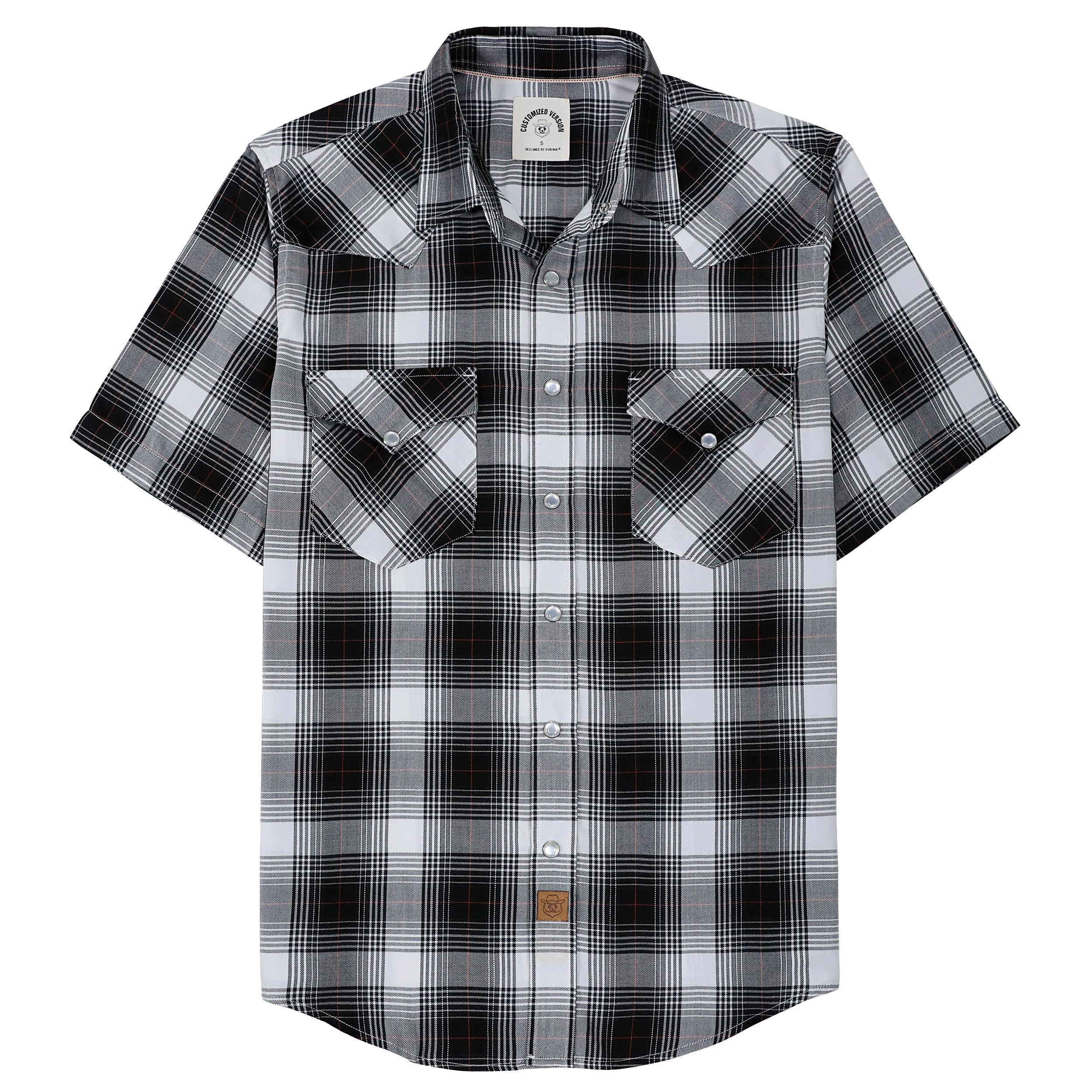 Dubinik®Bamboo Fiber Mens Shirts Short Sleeve Plaid Shirt Men Western Cowboy Pea