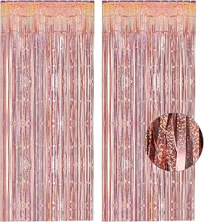 Rideaux Métallique Rosegold Paillette - GREATRIL Serpentins Femme Rideau Anniversaire Foil Fond Décorations pour EVJF Fille Anniversaire Mariage Bohème Fête