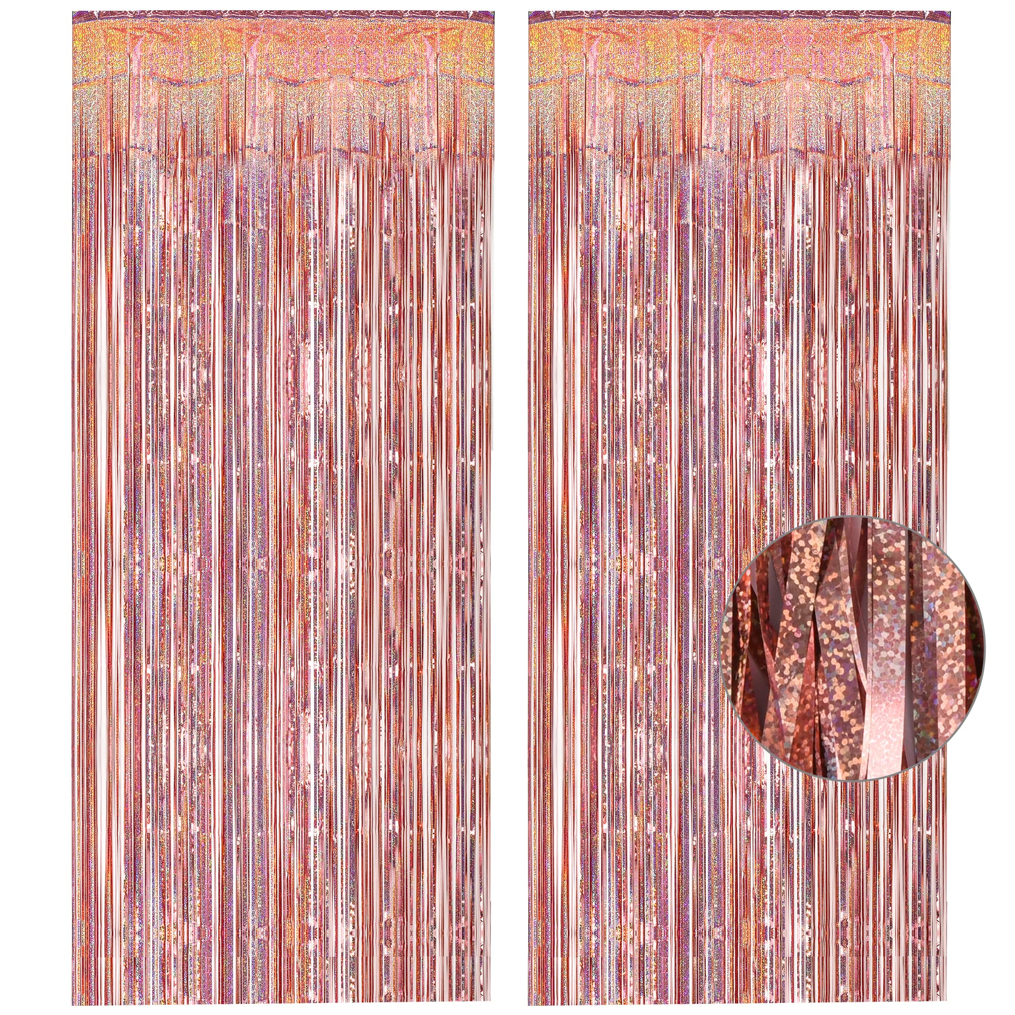 Rideaux Métallique Rosegold Paillette - GREATRIL Serpentins Femme Rideau Anniver
