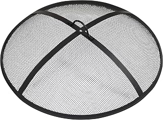 Sunnydaze Heavy Duty Steel Metal Mesh Fire Pit Screen, Round, 24" Dia | Ember & Spark Protection, Durable Firepit Screen Cover with Handle, Outdoor Fire Pit Spark Screen Lid for Backyard or Patio