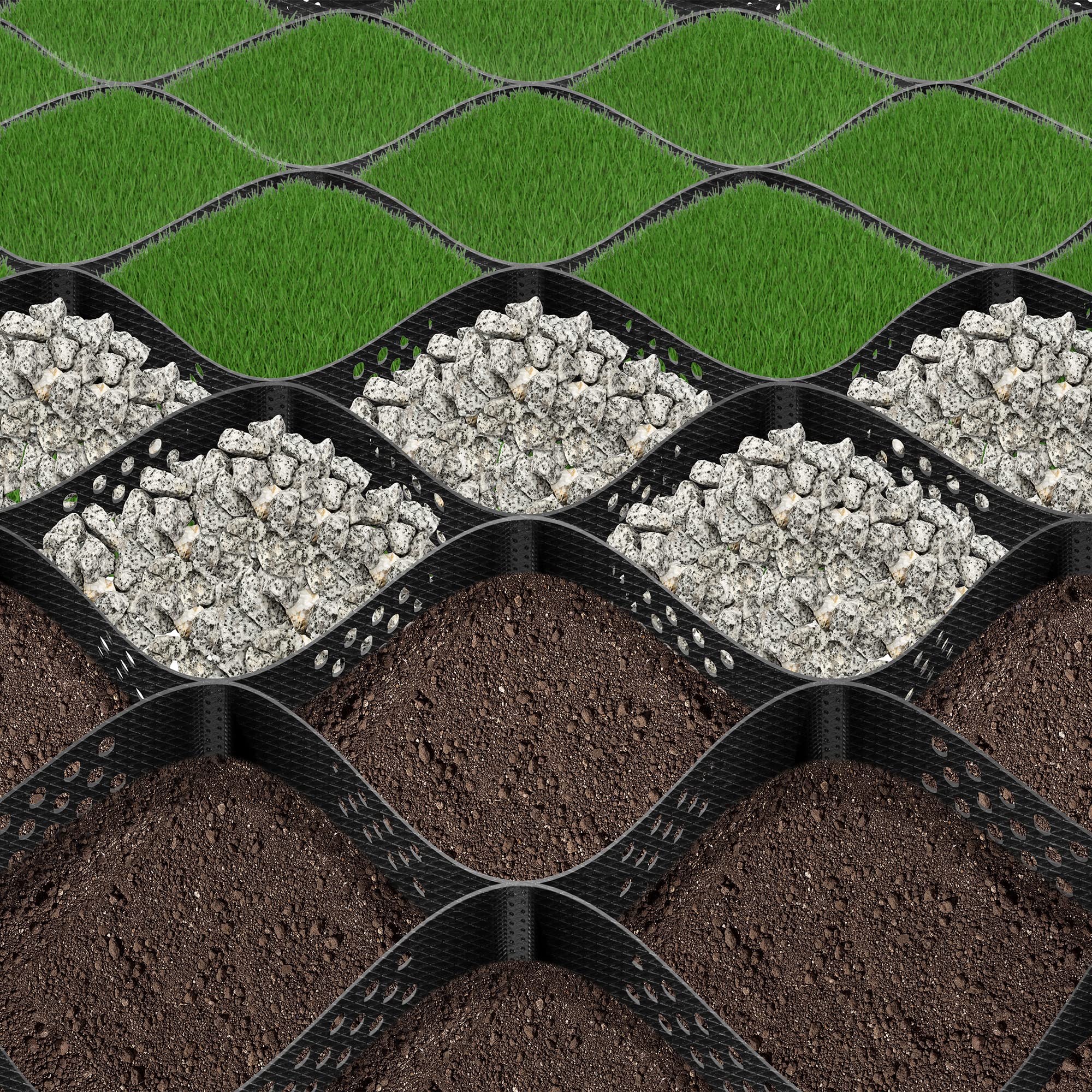 VIVOSUN 2'' Depth Ground Grid, 6.5x17 ft, High-Density HDPE Geo Cell | 1885 lbs 