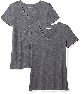 Amazon Essentials Women's Regular-Fit Short-Sleeve V-Neck T-Shirt, Multipacks