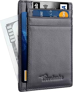 Travelambo Slim Leather Minimalist Front Pocket with RFID Blocking Medium Size