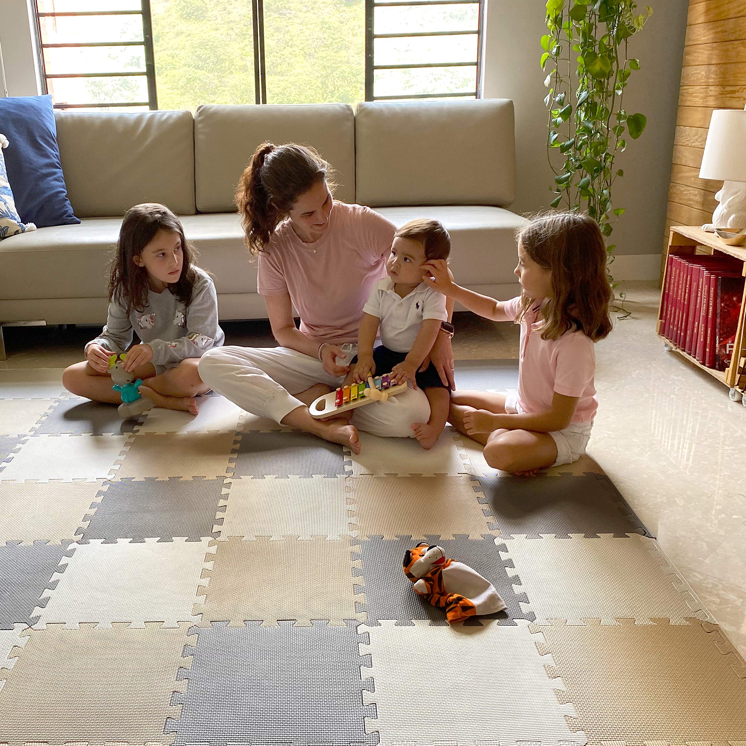 MioTetto Baby Play Mat, Soft Foam Floor Tiles for Kids. Adjustable Interlocking 
