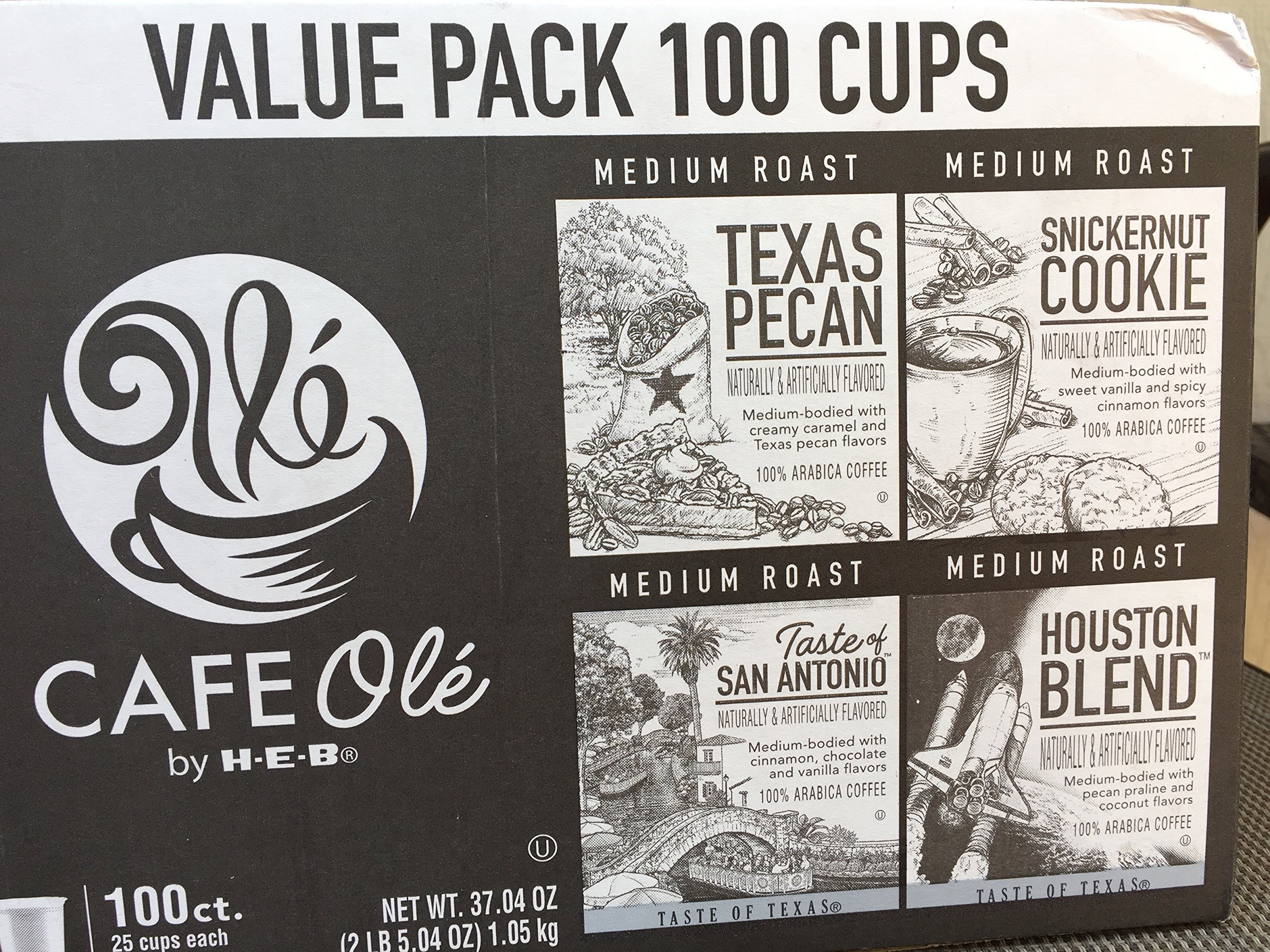CAFE OLÃƒâ€° 100 cups- Cafe Ole Value Pack-Texas Pecan, San Antonio, Houston, an
