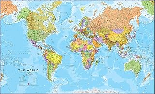 World Map - Updated 2026 - Front Sheet Lamination - 118.9 x 84.1 cm | Maps International - Front Laminated finish