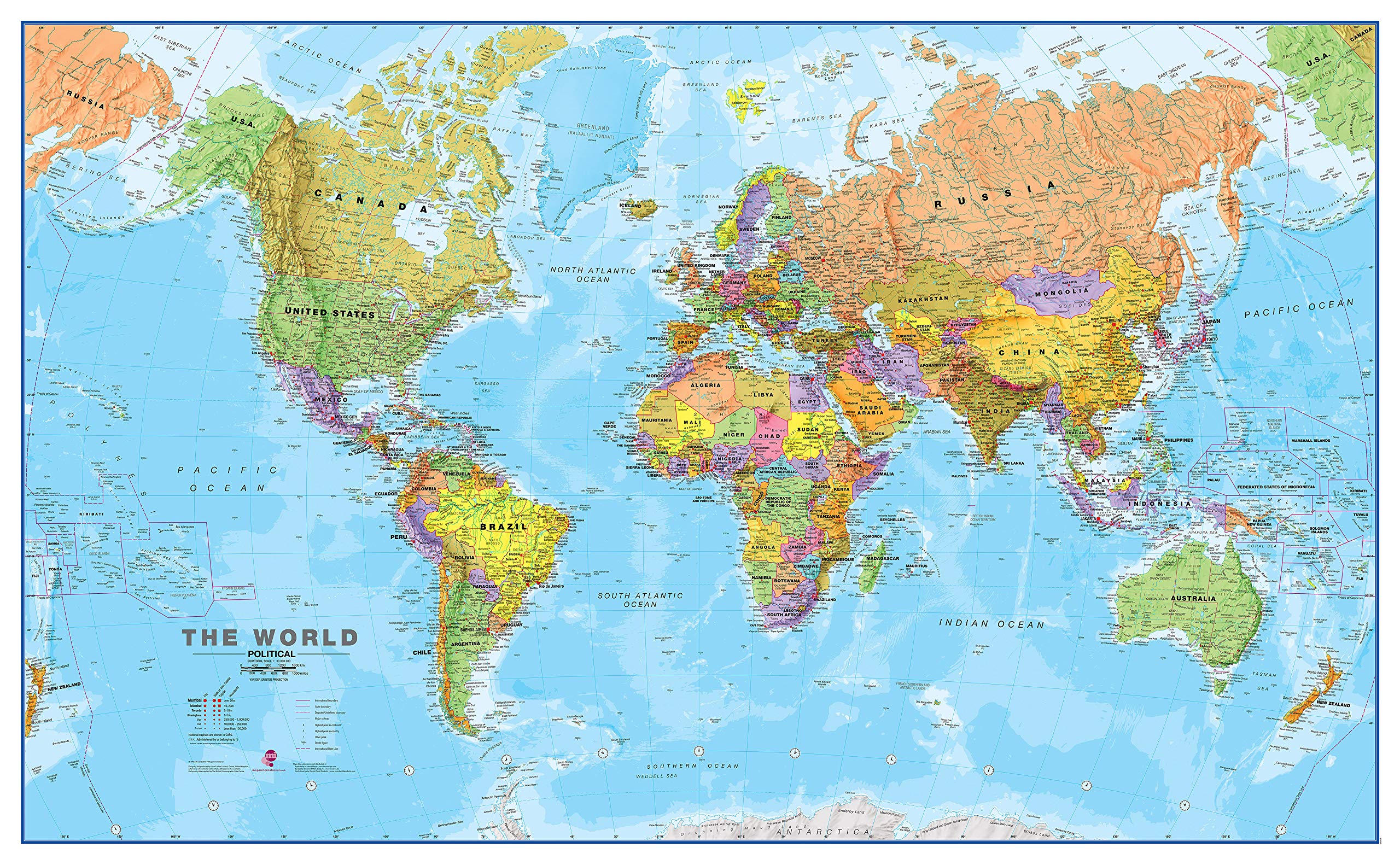 World Map - Updated 2026 - Front Sheet Lamination - 118.9 x 84.1 cm | Maps Inter