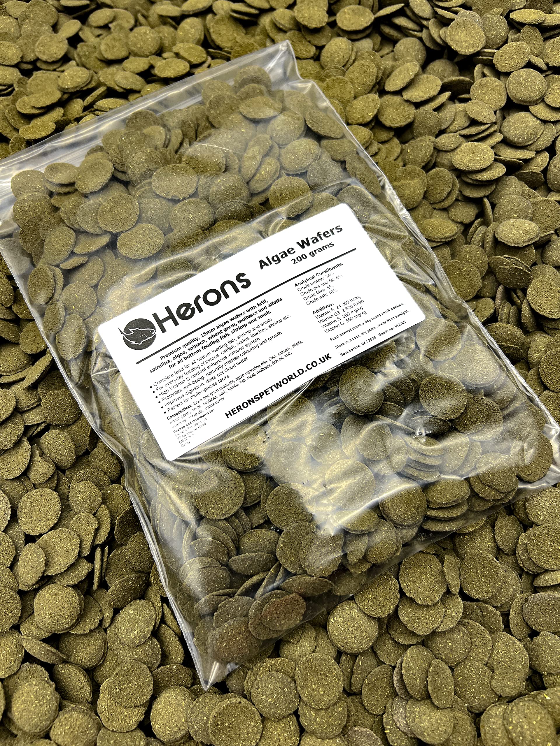 HERONS - Spirulina Algae Wafers - 15 mm Sinking Wafer - For all Bottom-Feeding F