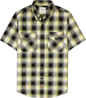 Dubinik® Mens Short Sleeve Button Down Two Pockets Soft Vintage Regular Fit Vintage Fishing Casual Shirts
