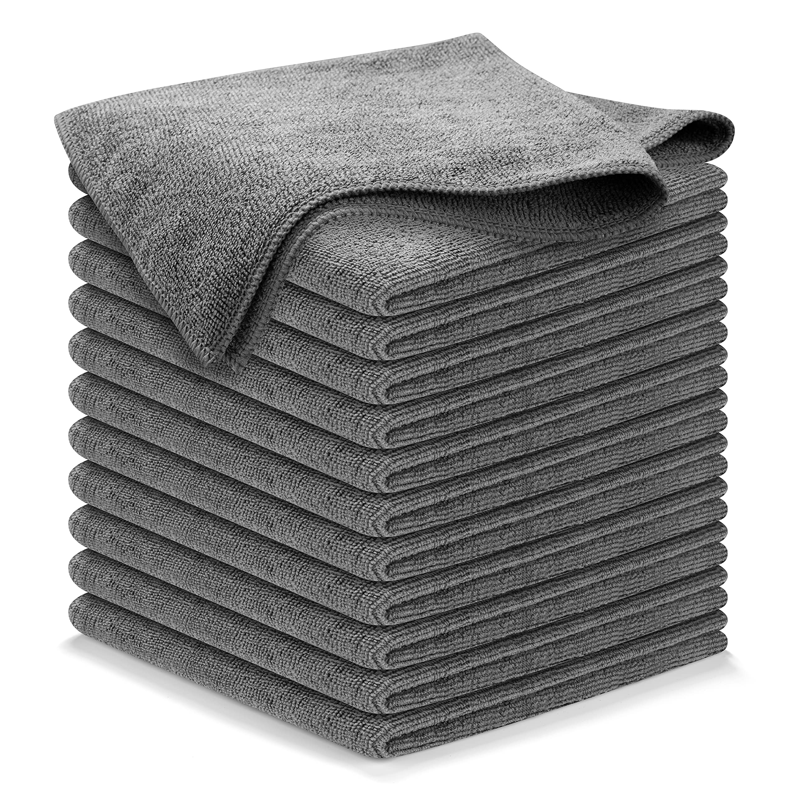 USANOOKS Microfiber Cleaning Cloth Grey - 12 Pcs (12.5"x12.5") - High 