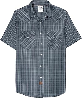 Dubinik® Viscose Made from Bamboo Mens Short Sleeve Shirts Plaid Shirt Western Cowboy Pearl Snap Casual Plaid Shirts for Men