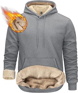 TACVASEN Men's Pullover Hoodie Thick Sherpa Lined Kangaroo Pocket Winter Windproof Warm Fleece Hoodie Athletic Sweatshirts