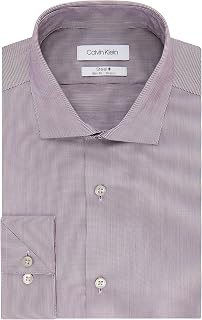 Calvin Klein Hombre 33K3767 Cuello tipo italiano] Manga Larga Camisa de verter - Púrpura - 41 cm Cuello 86 cm- 89 cm Manga
