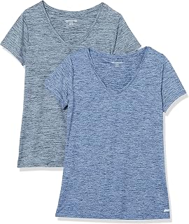 Amazon Essentials Camisetas de Tejido Elástico, Manga Corta y Secado Rápido, Correr, Gimnasio y Entrenar Mujer, Paquetes multiple