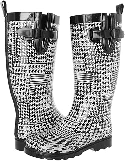Capelli New York Women's Shiny On The Dot Printed Rubber Rain Boot