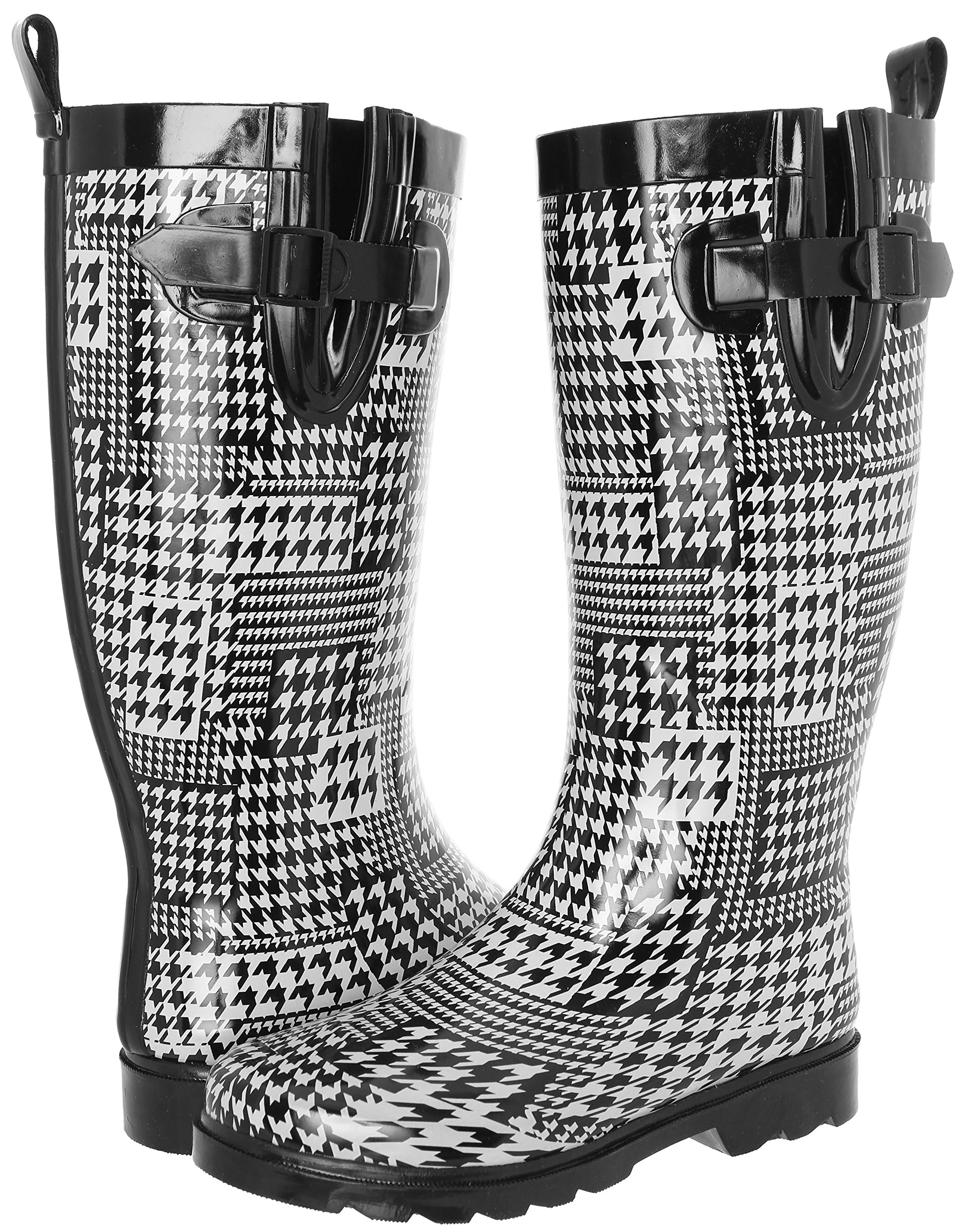 Capelli New York Women's Shiny On The Dot Printed Rubber Rain Boot