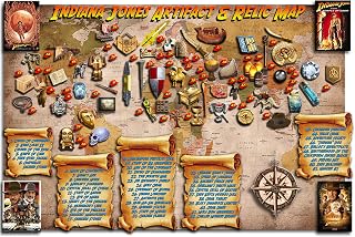 Indiana Jones Artifact and Relic Map & Book, Full Color Plus Two Free Related Maps