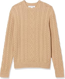 Amazon Essentials Mens Long-Sleeve 100% Cotton Fisherman Cable Crewneck Sweater