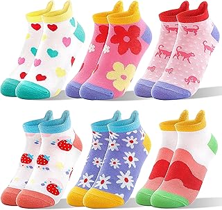ANTSANG Kids Girls Socks Ankle Cute Unicorn Funny Novelty Offset Cartoon No Show Fashion Cotton 6 Pairs