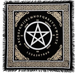 Indian Consigners Altar Cloth A-Z Spell Pentagram Witchcraft Alter Tarot Spread Top Cloth Wiccan Square Spiritual 24 by 24 Sacred Cloth (A-Z Pentagram Spell)