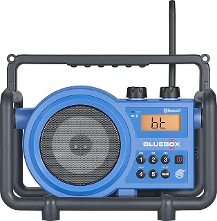 Sangean BlueBox AM/FM Ultra-Rugged Digital Receiver with Bluetooth - 12.4", Blue (BB-100)
